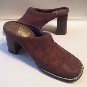 CITY SNAPPERS Brown Suede Look Casual Comfort Mules Heels Shoe Fits Women Size 8